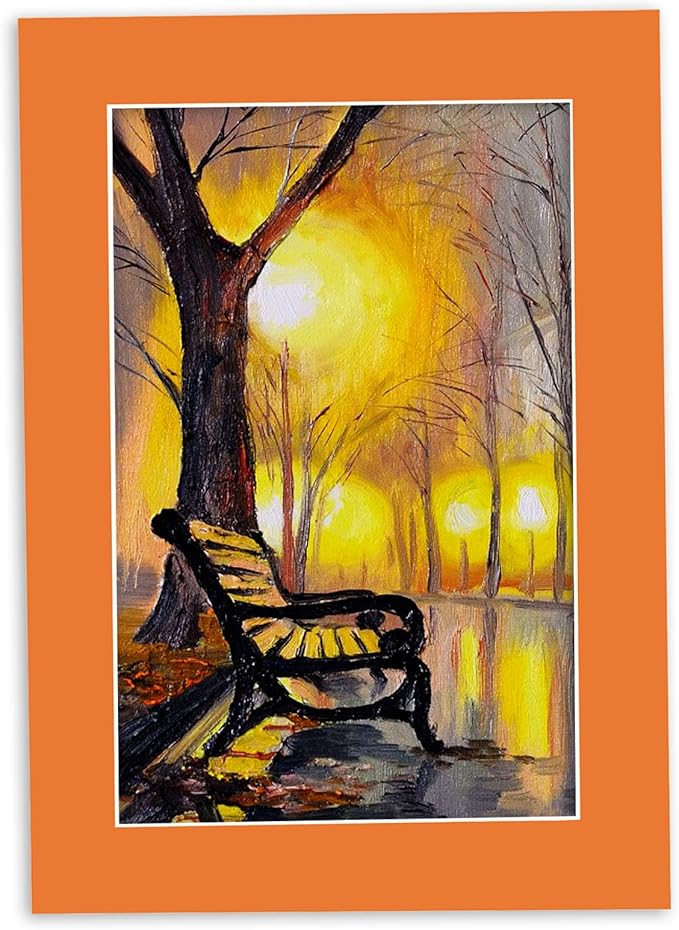 5x7 Mat for 8.5x11 Frame - Precut Mat Board Acid-Free Show Kit with Backing Board, and Clear Bags Orange 5x7 Photo Matte Made to Fit a 8.5x11 Picture Frame Matboard for Framing, Pack of 25 Mats