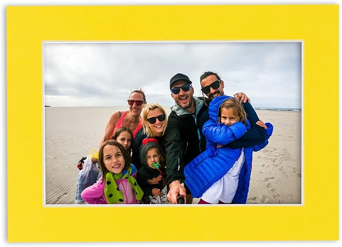 6x8 Mat for 8x10 Frame - Precut Mat Board Acid-Free Yellow 6x8 Photo Matte Made to Fit a 8x10 Picture Frame, Premium Matboard for Family Photos, Show Kits, Art, Picture Framing, Pack of 10 Mats