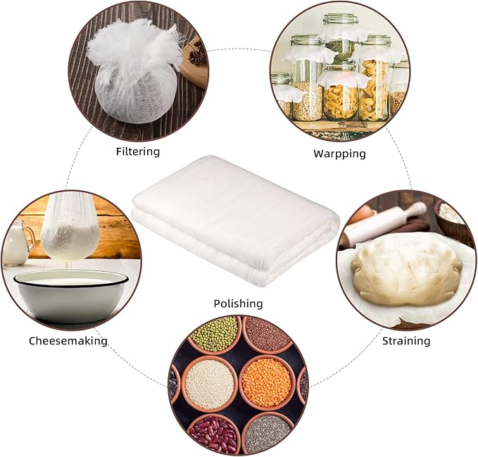 Boao Cheesecloth, Reusable and Breathable, Unbleached Cotton Fine Mesh Weave Cheesecloth, Use for Cooking, Straining, Filtering, Baking (White,Grade 50-294 Sq Feet)