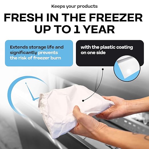 White Freezer Paper 36" x 13200" (1100 feet) with Cutter - USA-made Large Freezer Paper Roll for Meat & Fish - Poly-Coated Food Wrapping Material for Freezing by IDL Packaging