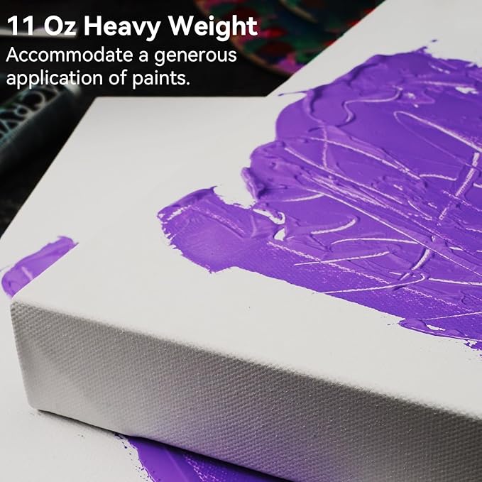 PHOENIX 10x30 Inch 3 Pack Gallery Canvas - 1.5 in Thick Large Skinny Canvases for Painting - Deep Edge 100% Cotton 11 Oz. Gesso Primed White Blank Professional Canvas Oil & Acrylic Paints