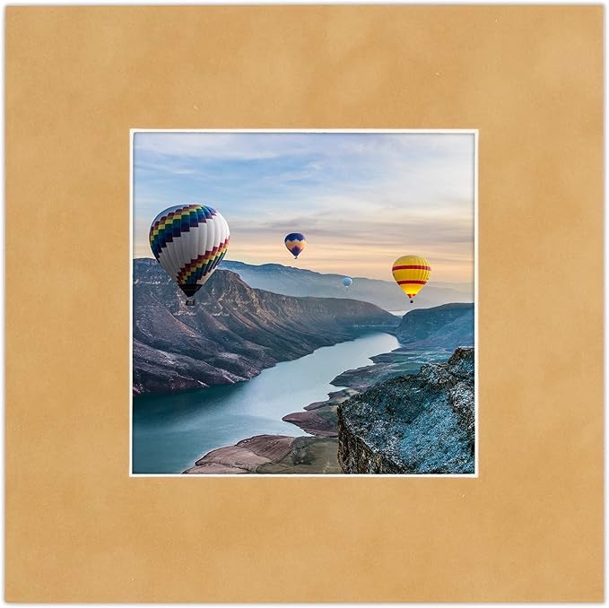 8x10 Mat Bevel Cut for 5.5x8.5 Photos - Acid Free Beige Suede Precut Matboard with Backing Board and Crystal Clear, Self Seal Photo Mat Bag - for Pictures, Photos, Framing - 4-ply Thickness