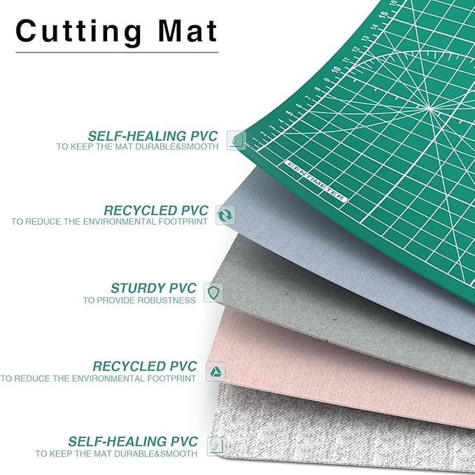 DIYSELF Cutting Mat - 9in12in, A4 Size, Double-Sided, Rotating Mat for Crafts, Sewing, Quilting & More