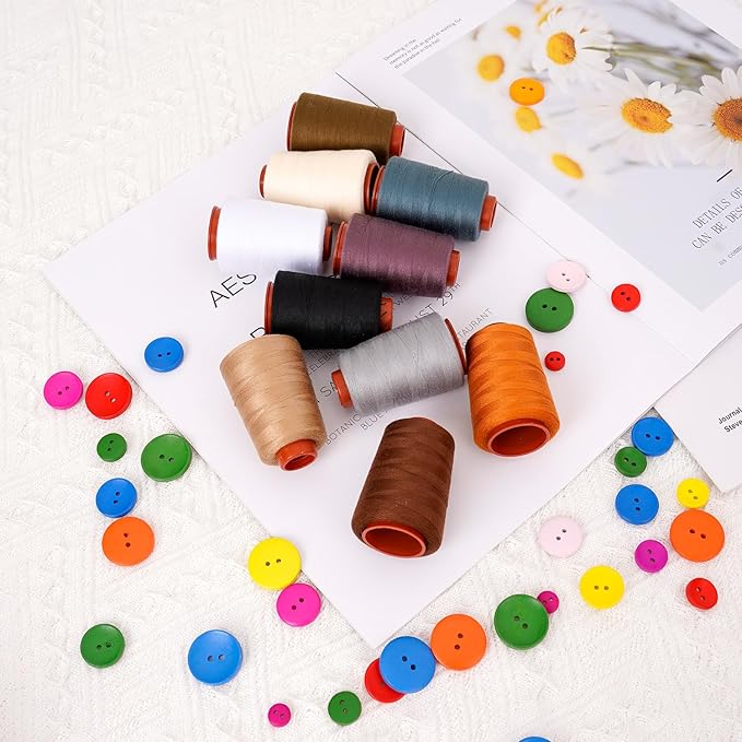 Sewing Thread Kit, All Purpose Sewing Thread 40wt, 10 Spools Assorted Colors Each 800 Yards of Polyester Threads for Sewing Machine, Hand Stitching, Quilting, Serger (Dark Color Series)