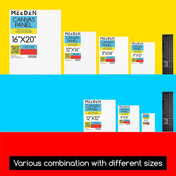 MEEDEN 24-Pack 100% Cotton Canvas Boards for Painting - 8x10'' Blank Canvas Panels for Oil & Acrylic Painting, Ready to Paint Art Supplies for Professional Artists, Students