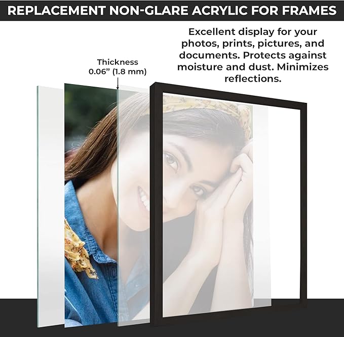 Non-Glare Acrylic Replacement for 6x11 Picture Frame, Replacement Plexiglass for 6x11 Photo Frame, UV-Resistant Non-Glare Acrylic Cover Sheet