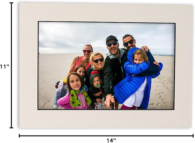 Pack of Ten Acid Free 11x14 Mats Bevel Cut for 8.5x11 Photos - White With Black Core Precut Matboards With Backing Boards and Self Seal Bags for Pictures, Framing - 4-ply Thickness