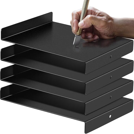 Suzile Bench Hook Metal Inking Plate Linoleum Printmaking Block Stop Ink Plate Printing Supplies Linocut Carving Tools for Block Printing Wood Carving, 9 x 7 x 1 Inches(4 Pcs)
