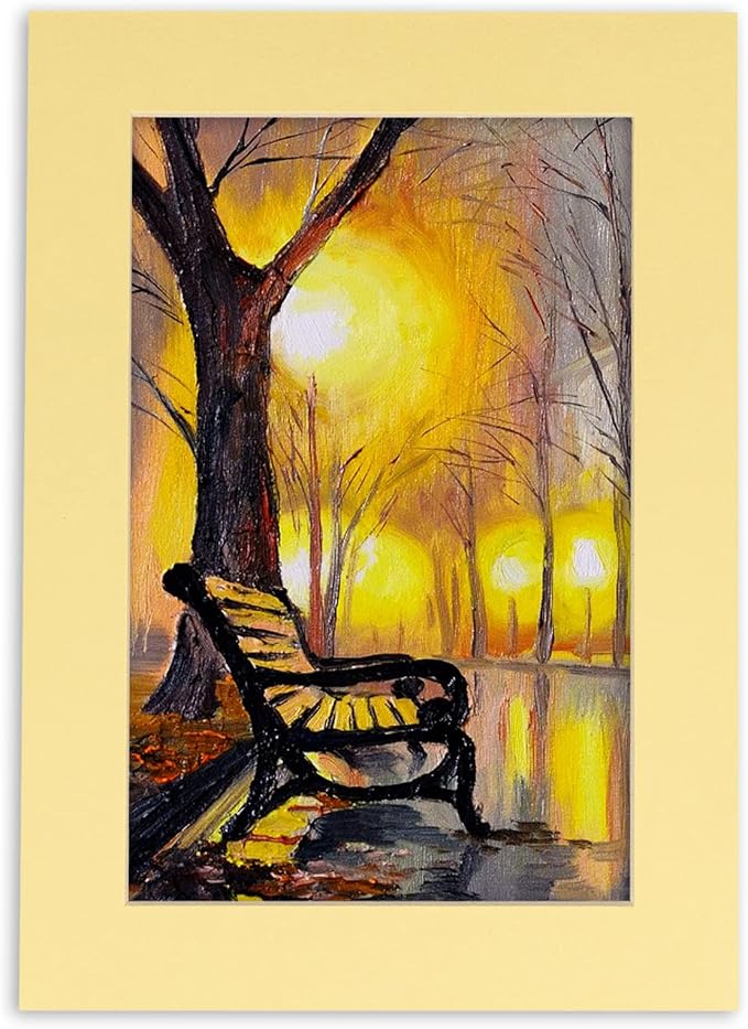 5x7 Mat for 8.5x11 Frame - Precut Mat Board Acid-Free Show Kit with Backing Board, and Clear Bags Soft Yellow 5x7 Photo Matte Made to Fit a 8.5x11 Picture Frame Matboard for Framing, Pack of 25 Mats