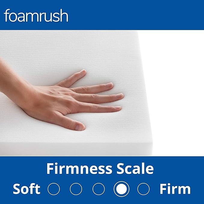 FoamRush 7" x 24" x 24" Gel Memory Foam Upholstery Square Cushion Medium Firm (Chair & Wheelchair Seat Cushion Replacement, Square Foam Dining Chairs, Couch, Sofa, Rubber Padding)