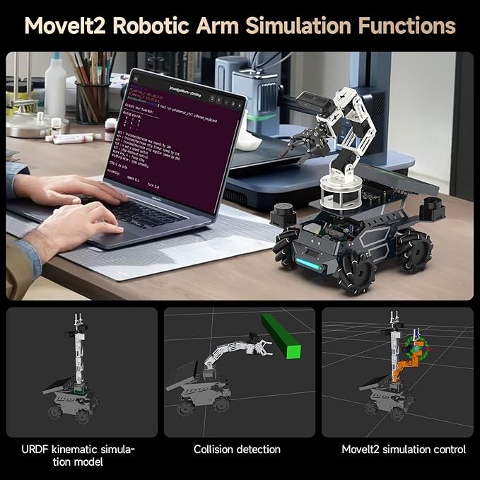 Yahboom Robot Large AI Model ROS2 Programming Python,Lidar SLAM,3D Map Navigation,AI Vision,6DOF Robotic Arm,Voice Control,Intelligent Classification, with Jetson Nano 4GB