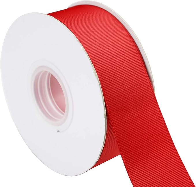 ITIsparkle 11/2" Inch Grosgrain Ribbon 25 Yards-Roll Set for Gift Wrapping Cake Decoration Party Favor Hair Braids Hair Bow Baby Shower Decoration Floral Arrangement Craft Supplies, Red Ribbon