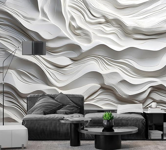 AFZEVEB-3D Stereo Relief Lines Living Room Background Wallpaper Mural 159"x107"(Not Peel and Stick)