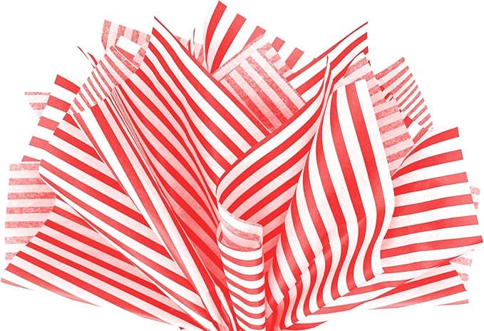 Flexicore Packaging Red Pin Stripe Print Gift Wrap Tissue Paper Size: 15 Inch X 20 Inch | Count: 10 Sheets | Color: Red Pin Stripe