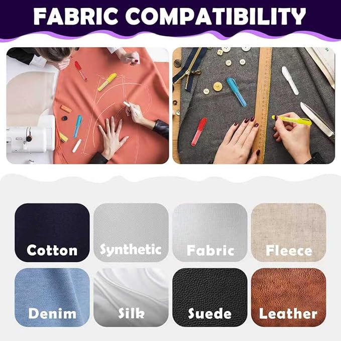 Sewing Chalk for Fabric, Wipeable and Washable Fabric Chalk for Sewing, Etailed Marking on Fabrics, Cottons, Leathers - White