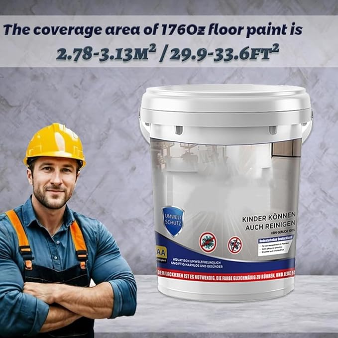 Epoxy Floor Paint, Epoxy Colored Sand Floor Paint, High-Gloss Marble Effect Self-Leveling Coating, Waterproof, Non-Slip, Ultra-Durable for Garage, Basement, Wood Floors (Sea Gray,11 lb)