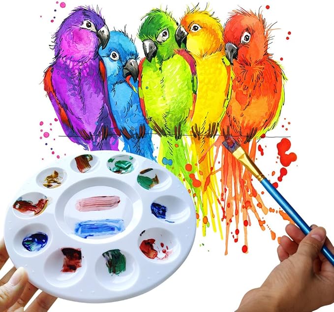 Hulameda 80pcs Paint Tray Palettes, Plastic Round Pallets for Kids or Students,Craft DIY or Have a Birthday Painting Party
