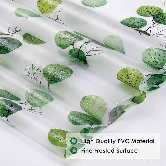 DKTIE Eucalyptus Leaves Stained Glass Window Film with Installation Tools, INS Style Window Privacy Film Decorative, Nordic Style for Home Decor (S541, 17.7'' x 118.1'')