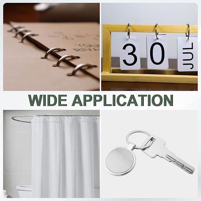 PATIKIL 2.5" x 2.8" Loose Leaf Binder Rings, 30 Pcs Metal Book Rings Nickel Keychain Ring for Paper Index Cards Flash Card Notebook Rings Office Home Book Binder, Silver Tone