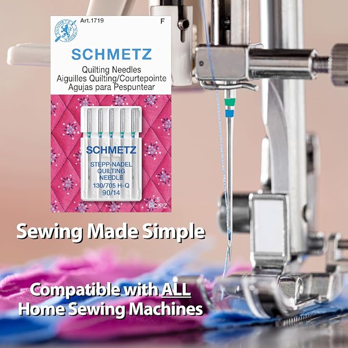 SCHMETZ Quilting Needles - Size 90/14, 5-Needle Cards, Box of 100 Needles