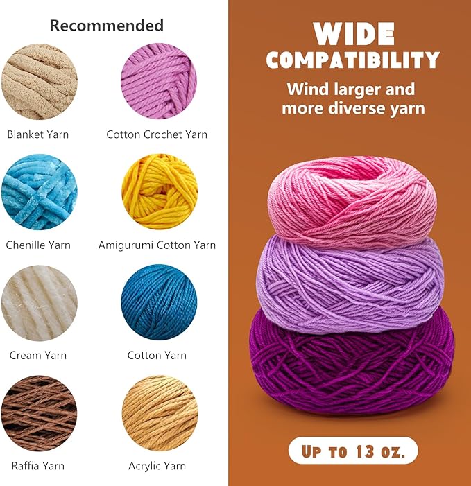Yarn Winder, Electric Yarn Ball Winder for Crocheting, Efficiently Cake with Strong Tension Adjustable Speed Up to 13 oz, Automatic Spinner Wool for Knitting Enthusiast (Pink)