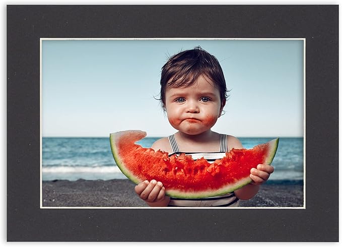 Poster Palooza 8.5x11 Mat Bevel Cut for 7x9 Photos - Acid Free Black Precut Matboard - For Pictures, Photos, Framing - 4-ply Thickness