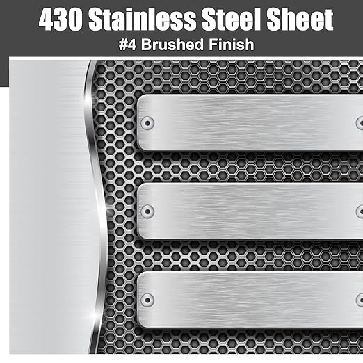 1 Pcs 430 Stainless Steel Sheet Metal 10 x 8 Inches 24GA Metal Plates Panel #4 Brushed Finish Magnetic Mount Board Wall Food Truck Restaurant Crafting Kitchen Floor Trailer Garage Gym