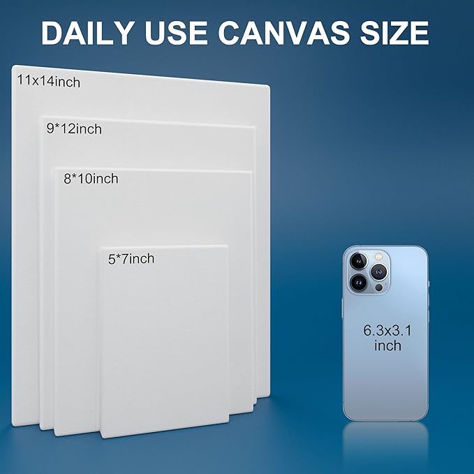Stretched Canvases for Painting 8x10 Inch 2-Pack, 10 oz Triple Primed Acid-Free 100% Cotton Blank Canvas, Art Canvases for Oil Paint Acrylics Pouring & Wet Art Media, Pour Painting
