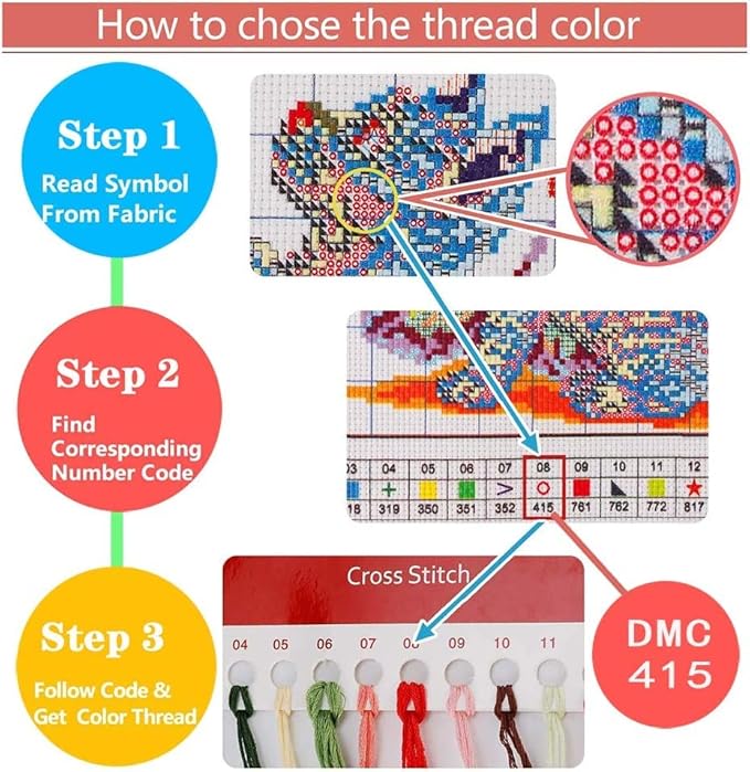 Leczany Cross Stitch Stamped Kit for Adults or Kids - Lovely Snow Leopard | DIY Embroidery Starter Patterns Craft Kit Needlepoint for Beginner | 11CT, 3 Strands | 16.5x13.4 inches