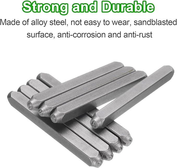 HARFINGTON 36pcs Metal Stamping Kit 1/16" (1.5mm) Steel Uppercase Letter and Number Punch Set (A-Z / 0-8 / "&" Symbol) Punch Press Tool with Case for Imprinting Metal Plastic Wood Leather