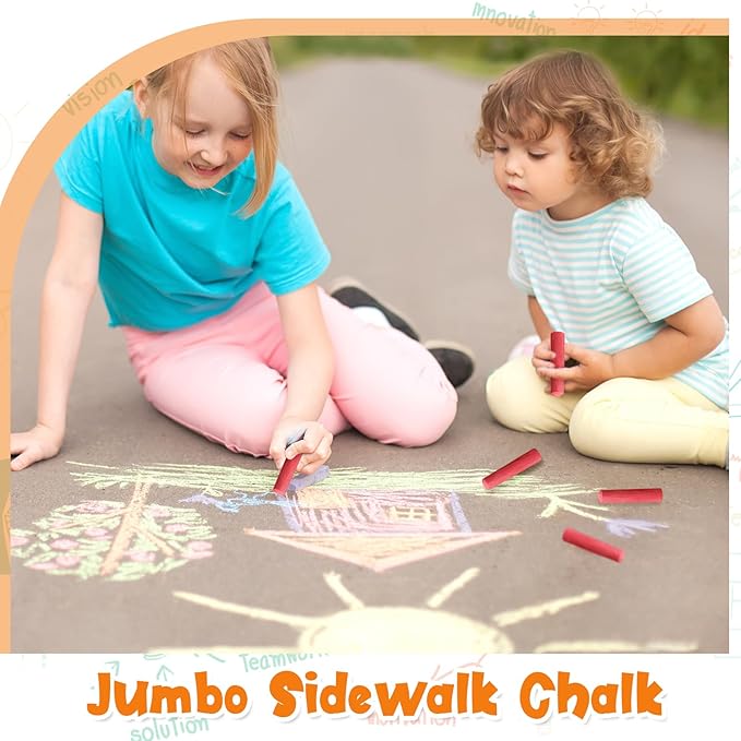 40 Pcs Sidewalk Chalks for Kids Non Toxic Jumbo Chalk for Party Gift Outdoor Art Classroom Play Painting (Red)