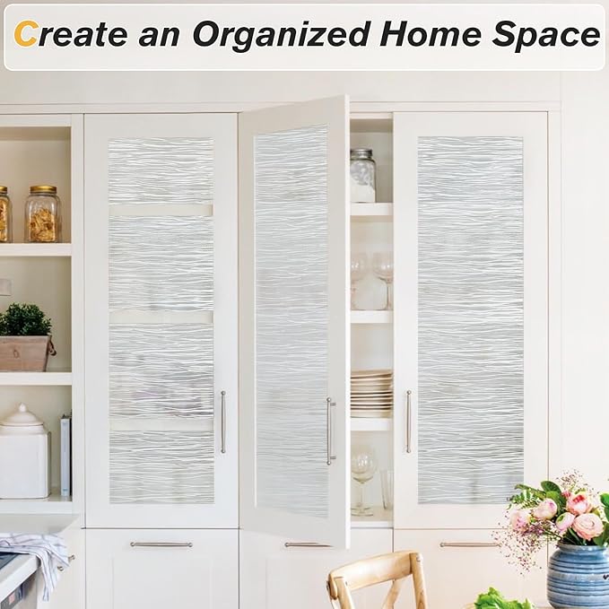 Haton Window Privacy Film, Frosted Glass Privacy Window Clings, Sun Blocking Frosting Opaque Coverings, Static Cling Removable Decorative Stickers for Home Door, Non-Adhesive 35.4" x 78.7"