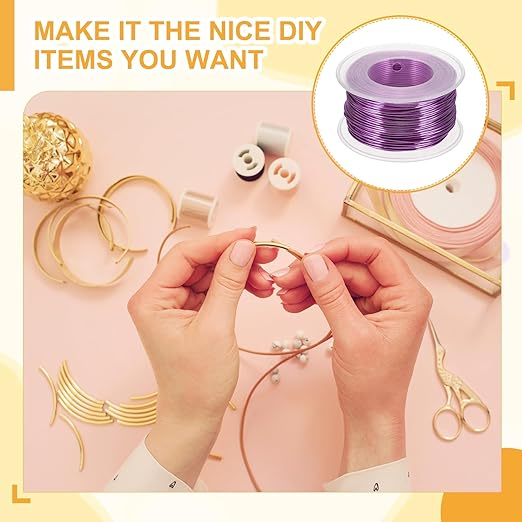 uxcell 18 Gauge / 1mm Anodized Aluminum Wire for Jewelry Craft Making, 102 Feet Bendable Flexible Wire for DIY Home Decor Gardening Sculpture, Purple