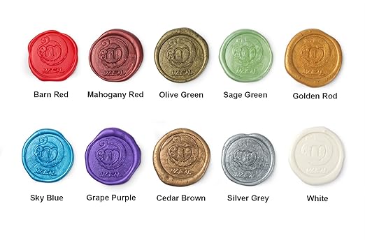 Mceal Sealing Wax Stick with Wick Flower De Luce of France Retro 10 Pieces Pack(Barn Red)
