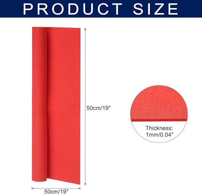 MECCANIXITY Foam Sheets Crafts 19x19 Inch 1mm EVA Craft Foam Paper Foam Sheets for Crafts Projects DIY Cosplay Modeling, Red