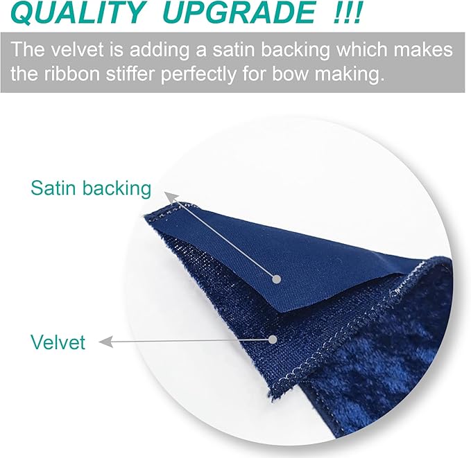 Navy Velvet Ribbon 2.5 Inch x 10 Yards for Christmas Tree Topper Home Decoration Wreath Gift Wrapping DIY Craft