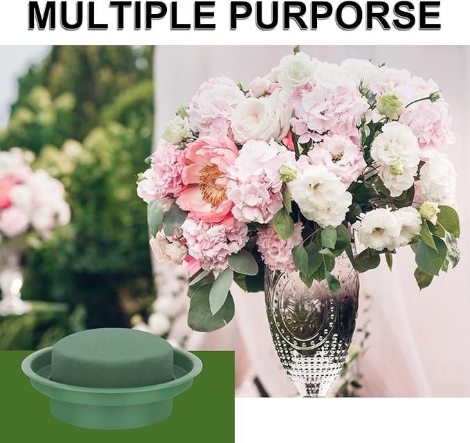 16 Packs Floral Foam with Bowl, Versatile Round Wet Foam for DIY Flower Arrangements and Event Decors - Long-Lasting Green Round Flower Foam Block by IHDYPPEW
