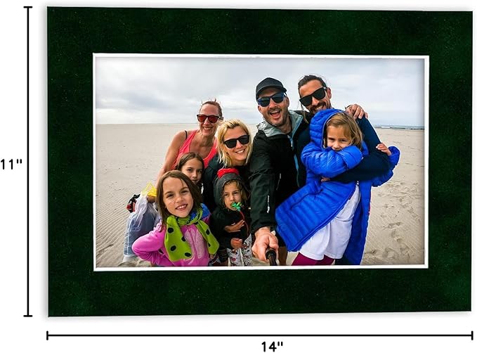 Poster Palooza 11x14 Mat Bevel Cut for 8.5x11 Photos - Acid Free Green Suede Precut Matboard - For Pictures, Photos, Framing - 4-ply Thickness