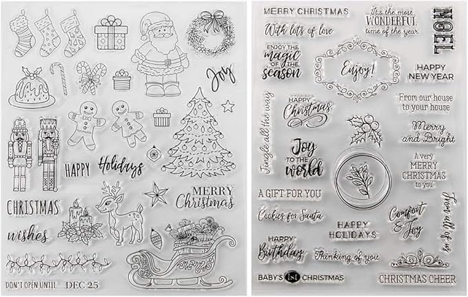 Kiddale Christmas Theme Clear Silicone Stamps Christmas Crafts Stamps for Card/Paper Craft Making Decor DIY Christmas Scrapbooking Photo Album