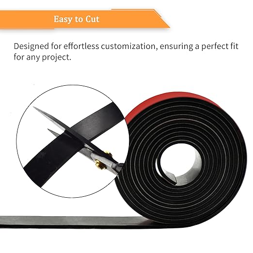 DOBTIM Solid Neoprene Rubber Strips with Adhesive Backing 1/16 (.062)" Thick x 1" Wide x 10' Long, Self Adhesive Rubber Sheets, Rolls & Strips for DIY Gaskets Crafts Pads Seals Warehouse Flooring
