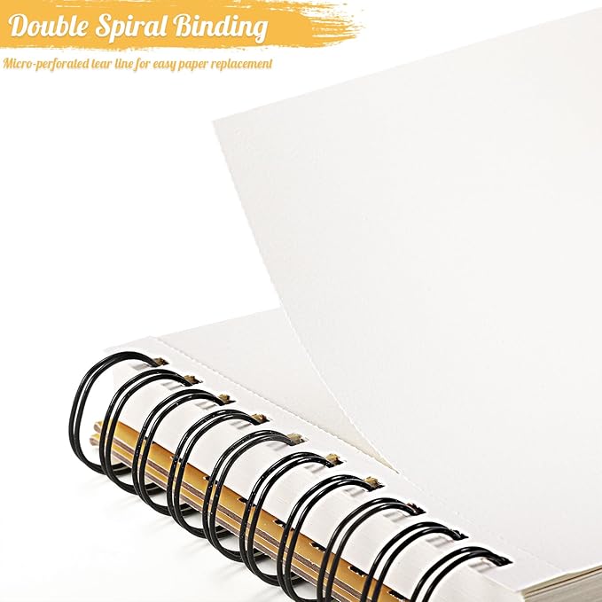 A5 Sketch Book, Mixed Media Sketchbook 60 Sheets, 98lb/160gsm Heavyweight Spiral Artist Sketch Pad for Sketching Drawing, Pastel, Acrylic, Craft, Ideal Gift
