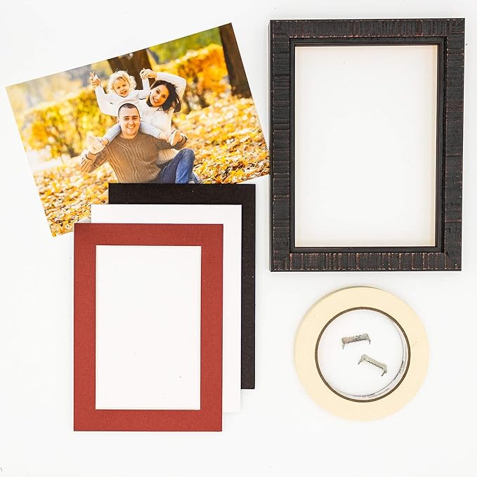 8x10 Mat Bevel Cut for 5.5x8.5 Photos - Acid Free Brick Red Precut Matboard With Backing Board and Crystal Clear, Self Seal Photo Mat Bag - For Pictures, Photos, Framing - 4-ply Thickness