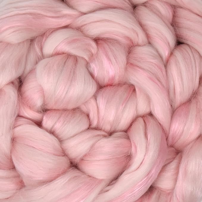 Merino Silk Luxe Tonal Designer Blend. Superfine Merino, Mulberry Silk, Tussah Silk. Top Roving for Spinning or Felting. Fleur de Rose 1oz