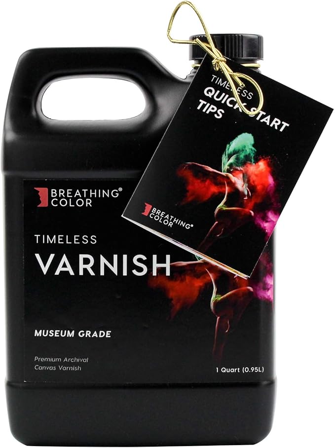 Breathing Color Timeless Archival Print Varnish - 1 Quart, Satin Finish, Premium Canvas Coating, Water Based UV Protection, 100+ Years Certified Archival