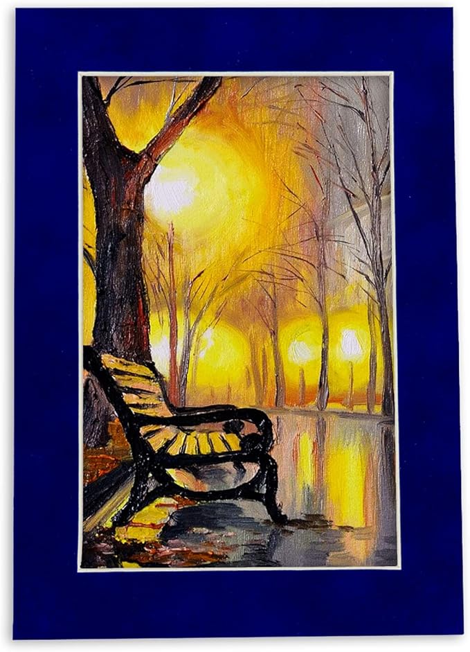 Pack of Ten Acid Free 11x14 Mats Bevel Cut for 8.5x11 Photos - Royal Blue Suede Precut Matboards With Backing Boards and Self Seal Photo Mat Bags For Pictures, Photos, Framing - 4-ply Thickness