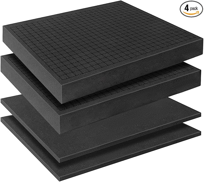 Pick and Pluck Foam Sheets, 2Pcs 16 x 12 x 2 Inch Pick Apart Foam Insert and 2Pcs 16 x 12 x 0.4 Inch Bottom Padding for Camera Storage, Crafts, Tool Box, Storage Drawer