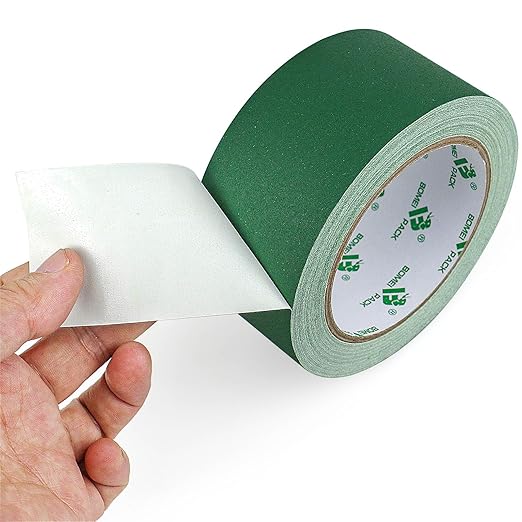 BOMEI PACK 1 Pack Dark Green Gaffer Tape 2inch x 20yds, Matte Non-Reflective Stage Tape, No Residue Hand Tear, for Labeling, Cable, Photo Studio, Painters and Ductwork