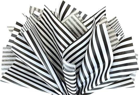 Flexicore Packaging Black Pin Stripe Print Gift Wrap Tissue Paper Size: 15 Inch X 20 Inch | Count: 100 Sheets | Color: Black Pin Stripe