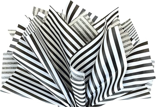 Flexicore Packaging Black Pin Stripe Print Gift Wrap Tissue Paper Size: 15 Inch X 20 Inch | Count: 50 Sheets | Color: Black Pin Stripe