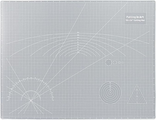 Falling in Art Self Healing Cutting Mat, 18x24" Cutting Mats for Sewing, Double-sided 5-Ply Fabric Cutting Board for Crafting, Quilting and Sewing Projects, White
